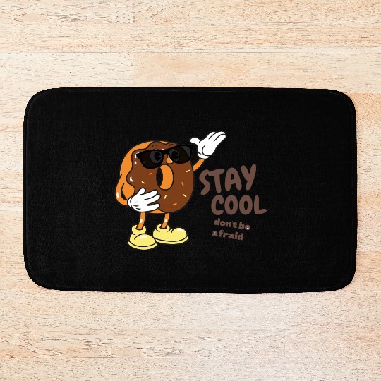 Brown sweet donut , Motivational words ,cartoon Bath Mats