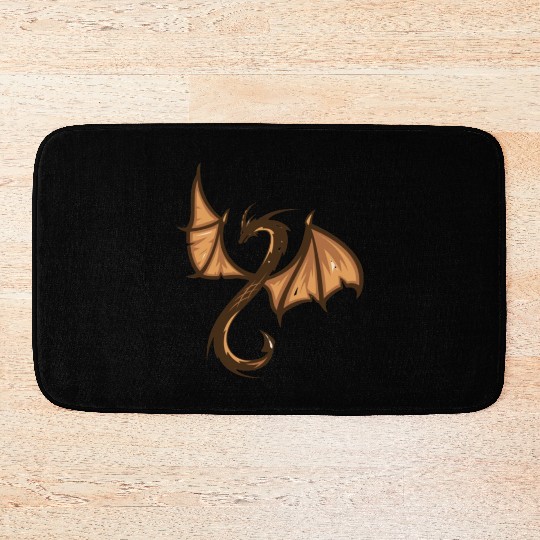 A brown and black dragon with a long tail Bath Mats