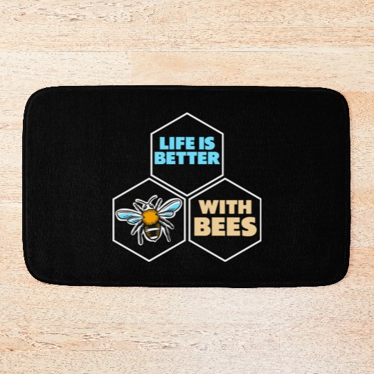 Beekeeper Bees Insects Flowers Bee Lover Plants Bath Mats