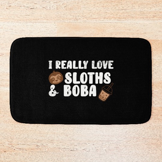 Cute Lazy Sloth Boba Tea Sweet Bubble Tea Bath Mats