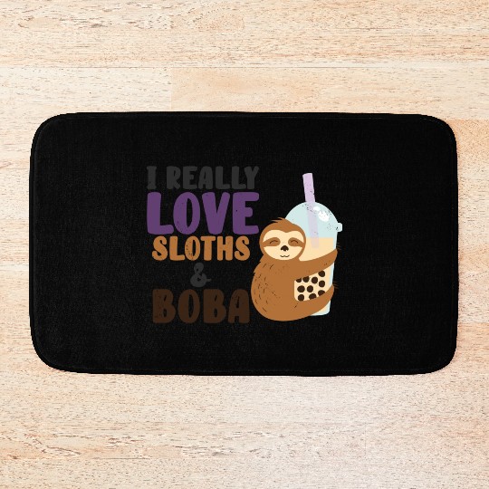 Cute Lazy Sloth Boba Tea Sweet Bubble Tea Bath Mats
