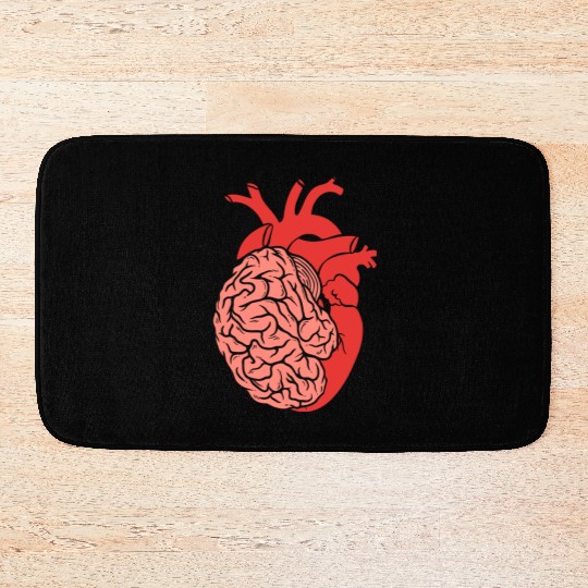 Half Brain Half Heart Organ Anatomy Science Bath Mats