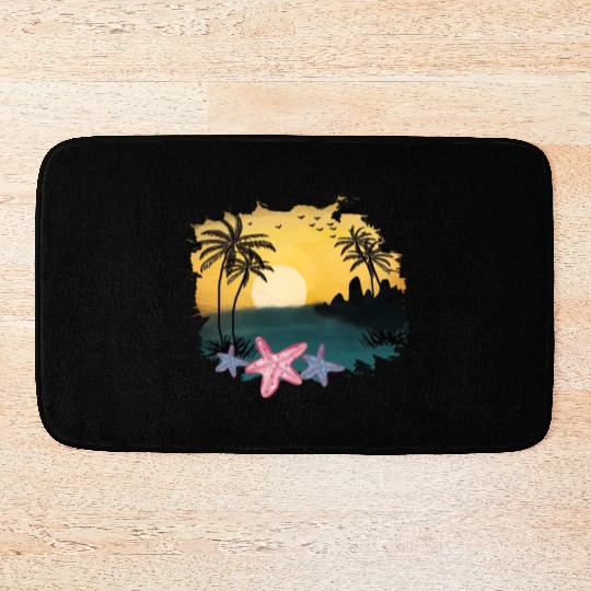 Beach Sunset Watercolor Design Sublimation Art 5 Bath Mats