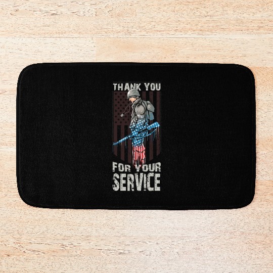 Thank You For Your Service Veteran US Flag Veteran Bath Mats