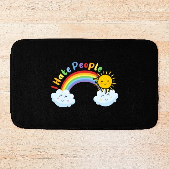 Cute Sun And Cloud I Hate People Bath Mats