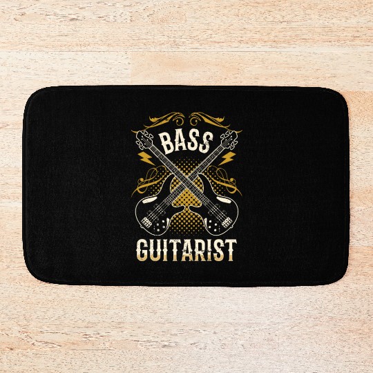 Bass Guitarist Guitar Musician Band Music Bath Mats