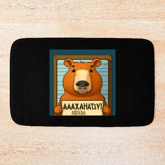 Capybara Mugshot Outlaw: Wanted for 93 Felonies Na Bath Mats