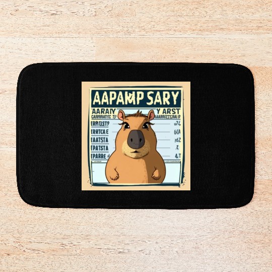 Wanted for 93 Felonies Na Capybara Mugshot Outlaw Bath Mats