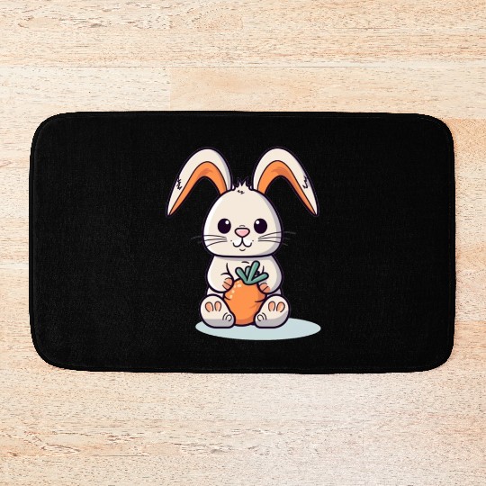 Cute Little Bunny Glasses Rabbit Kids Easter Day Bath Mats