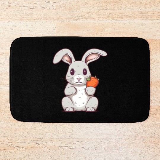 Cute Little Bunny Glasses Rabbit Kids Easter Day Bath Mats