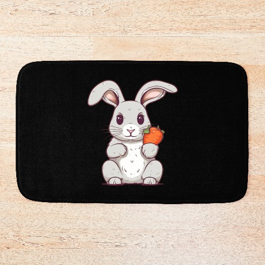 Cute Little Bunny Glasses Rabbit Kids Easter Day Bath Mats