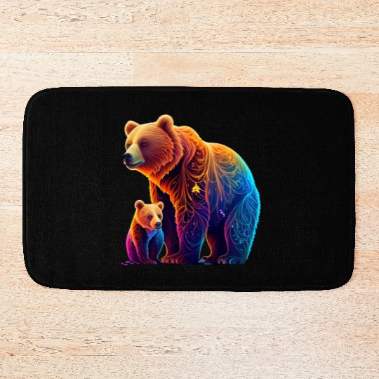 Mother Bear and Cub Sublimation Graphic Wild 3 Bath Mats