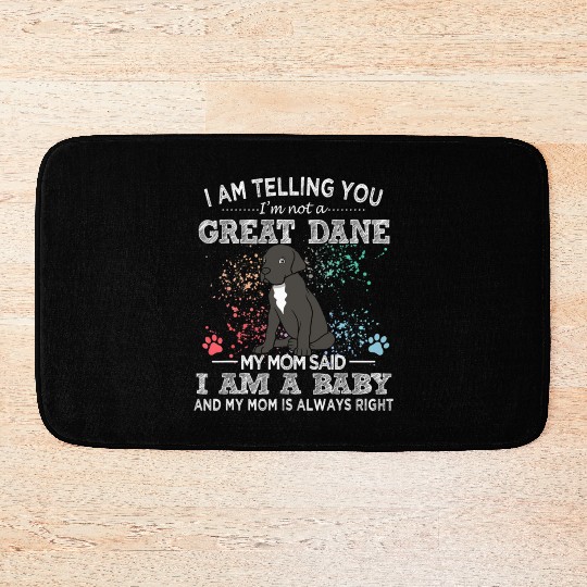 Black Great Dane Mom Puppy Baby Dog Mothers Day Bath Mats