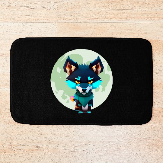 Cute Wolf Moon Graphic Bath Mats