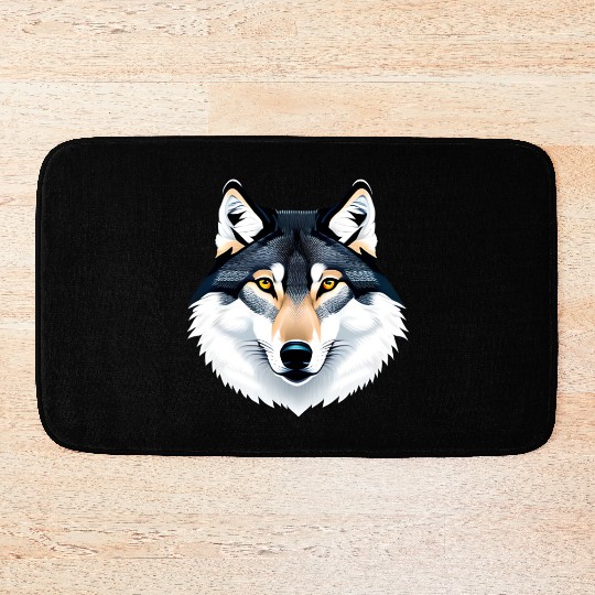Wolf howling at the moon graphic Bath Mats