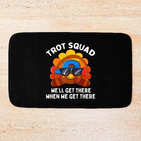 Turkey Trot Squad Funny Thanksgiving Running Costu Bath Mats
