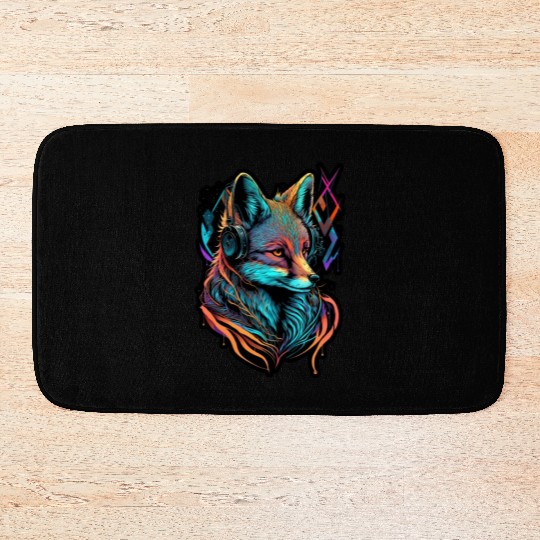 Neon Fuchs 80er Festival Nerd Hipster Fox Musik Bath Mats