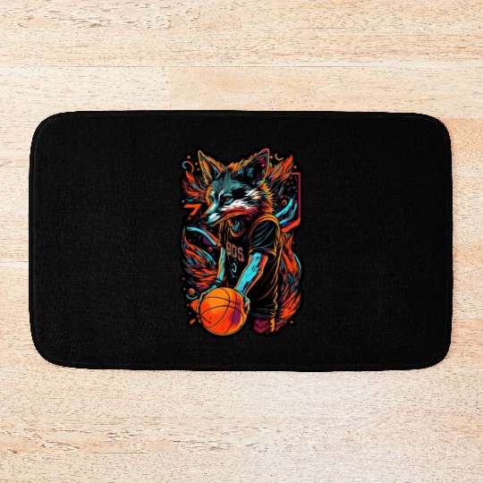 Basketball fox player neon fox sport ball sport Bath Mats