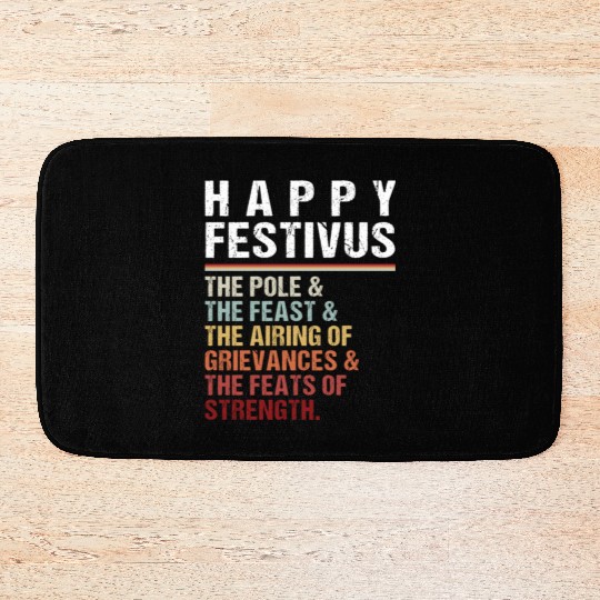 Happy Festivus Christmas Holiday Retro Vintage Bath Mats