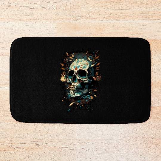 Skull Dia de los Muertos Halloween Tattoo Gift Bath Mats