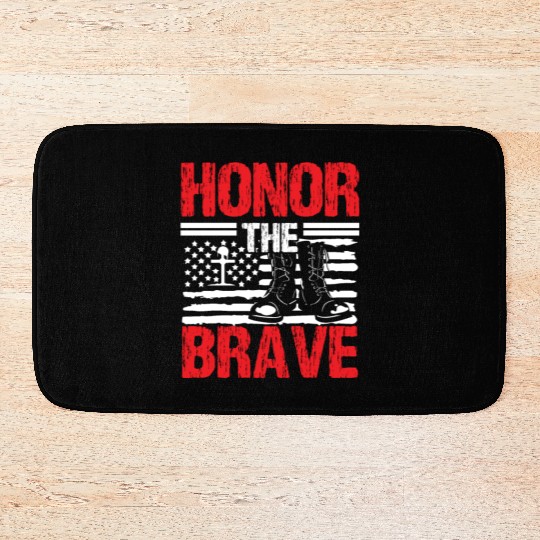 Soldier honor the brave military army veteran Bath Mats