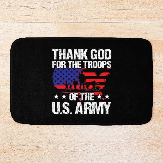 Soldier thank god for troops of us army military Bath Mats