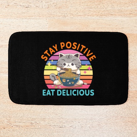 Stay positive Eat delicious Japanese Style Bath Mats