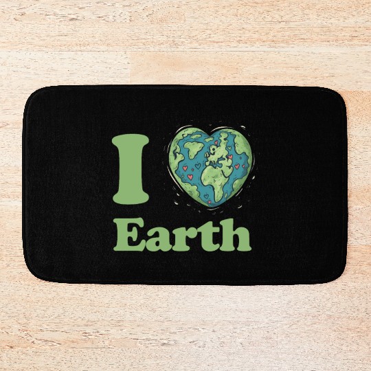 I Love Earth Design. Cute Earth Day Environmental Bath Mats