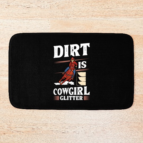 Dirt Barrel Racing Horse Cowgirl Glitter yellow Bath Mats