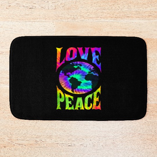 Peace Love earth 60S 70S Tie Dye Hippie ONLY PEACE Bath Mats
