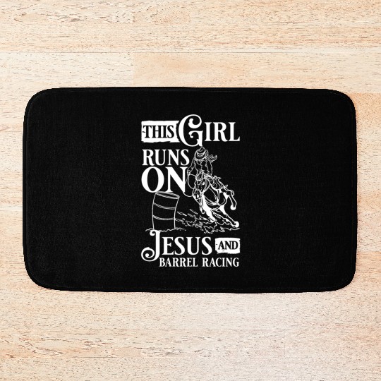 This Girl Runs Jesus Barrel Racing vintage Bath Mats