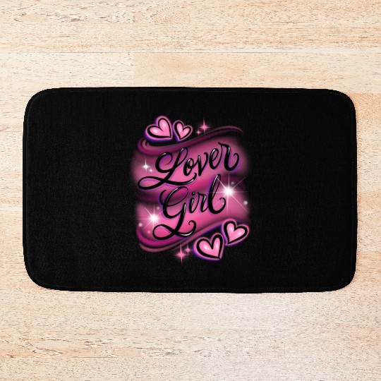 Lover Girl pink airbrush design Bath Mats
