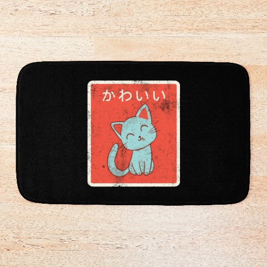 Vintage Japanese Kawaii Cat Cool Japanese Cats Bath Mats