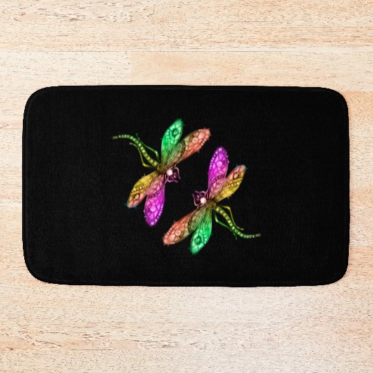 Spring, colorful insects playing. Bath Mats