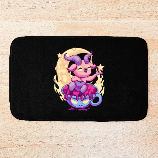 Pastel Goth Kawaii Baphomet Tea Bath Mats