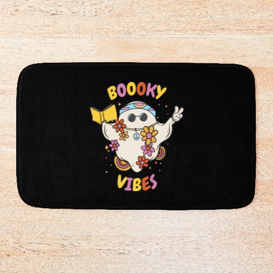 Reading Teacher Halloween Groovy Floral Ghost Bath Mats