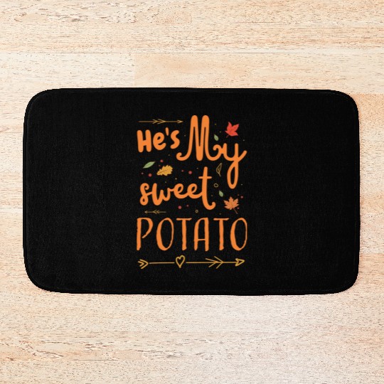 He s My Sweet Potato Thanksgiving Couples Bath Mats