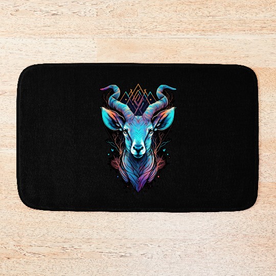 Gazelle capricorn goat mountains vacation hipster Bath Mats