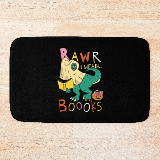 Reading Teacher Halloween T Rex Ghost Book Bath Mats