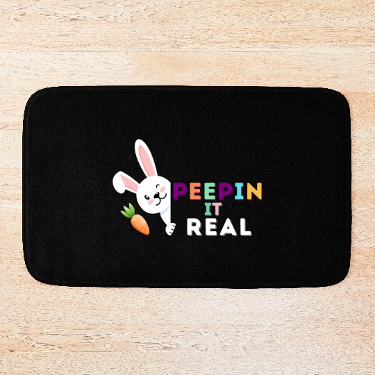 Peepin it real happy easter rabbit sunday Bath Mats