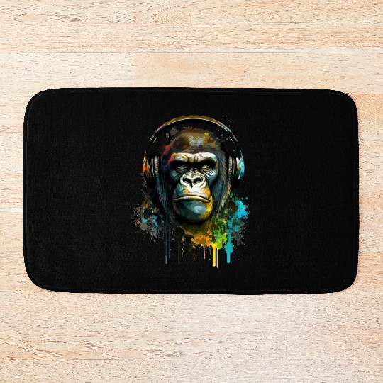 Gorilla headphone music Bath Mats