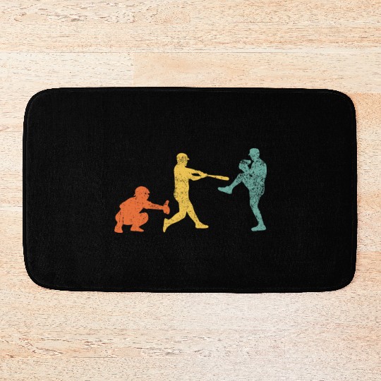 Baseball Catcher Pitcher Batter Vintage Bath Mats