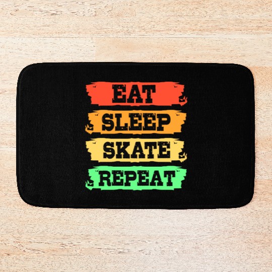 Eat Sleep Skate Repeat Retro Skateboard Longboard Bath Mats