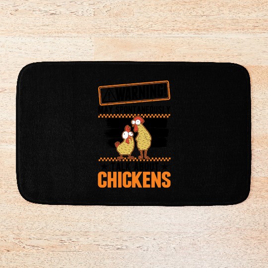 Warning Chickens Farmer Chicken Bath Mats