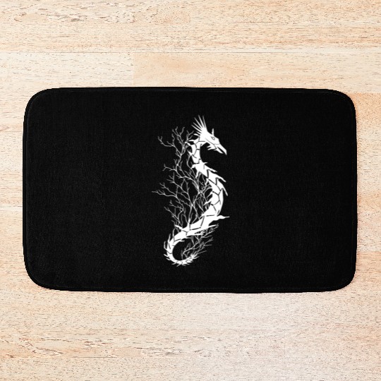 Sea life, sea dragon, white Bath Mats