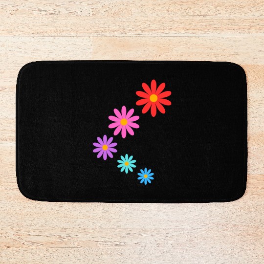 falling multi colored flowers Bath Mats