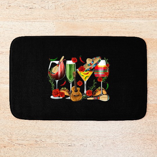 Mexico Wine Tequila Cinco De Mayo Mexican Fiesta Bath Mats