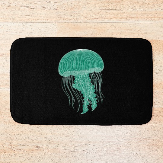 Sea life, Green Jellyfish Bath Mats