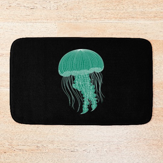 Sea life, Green Jellyfish Bath Mats