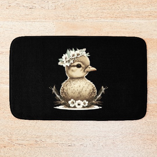Baby Duck Flower Crown Duckling Floral Farm Animal Bath Mats